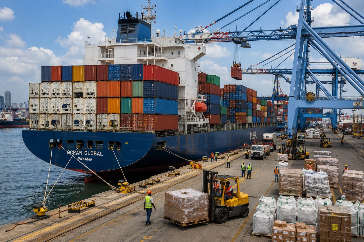 Container ship at the port of Mombasa